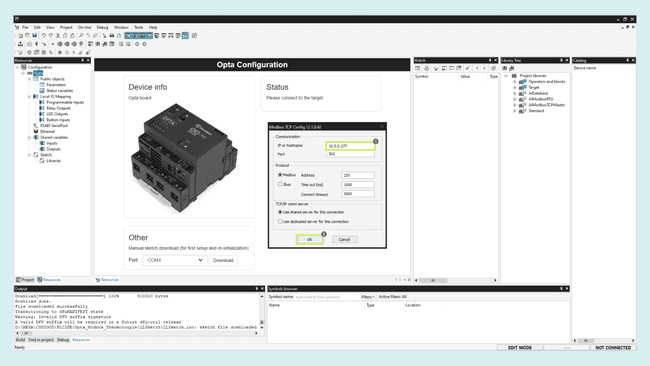 Modbus TCP IP setup
